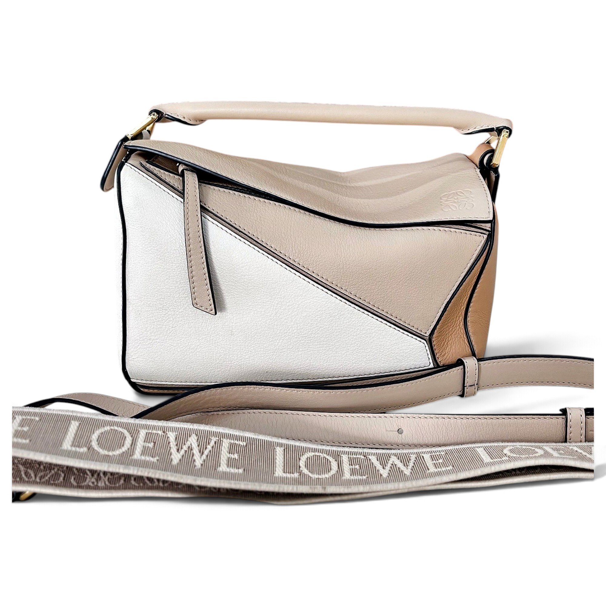 Puzzle leather handbag