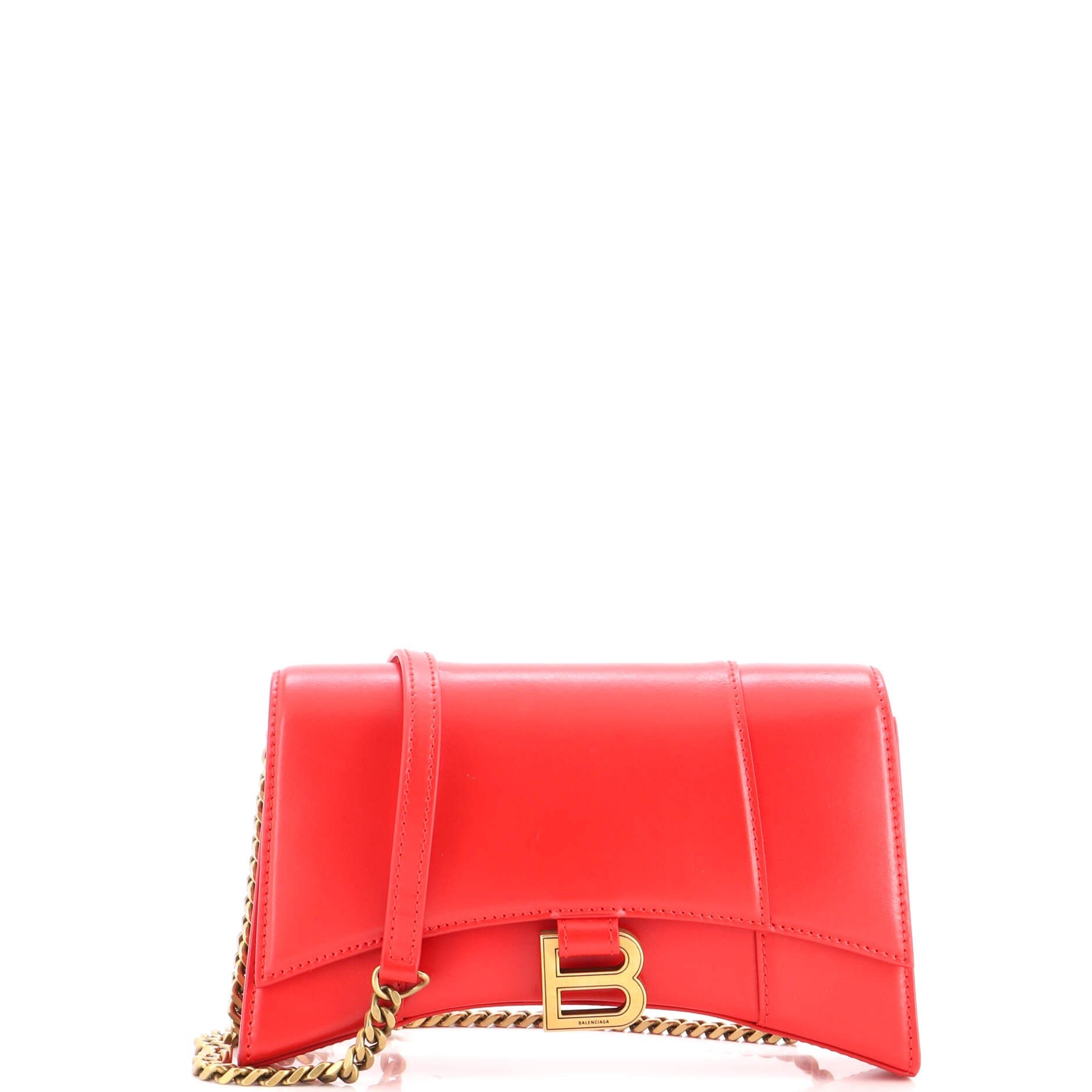 Hourglass Chain Crossbody Bag Leather
