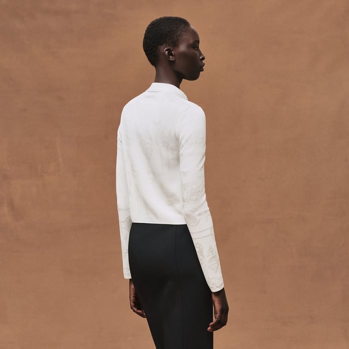 Blanc Nacre "Ferronnerie" Long-sleeve Cardigan