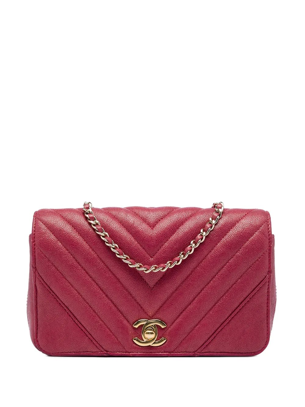 2019 Small Chevron Iridescent Caviar Statement Flap shoulder bag