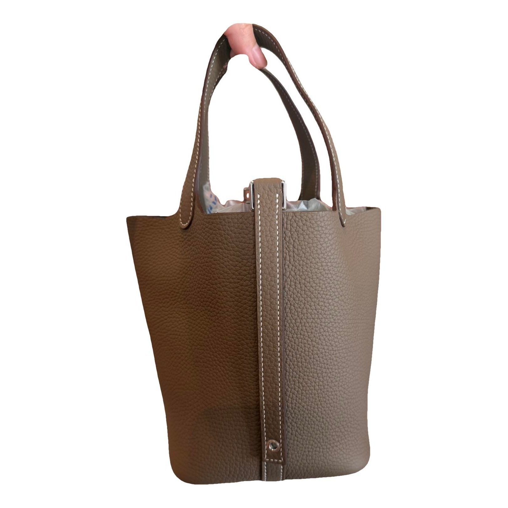 Picotin leather tote