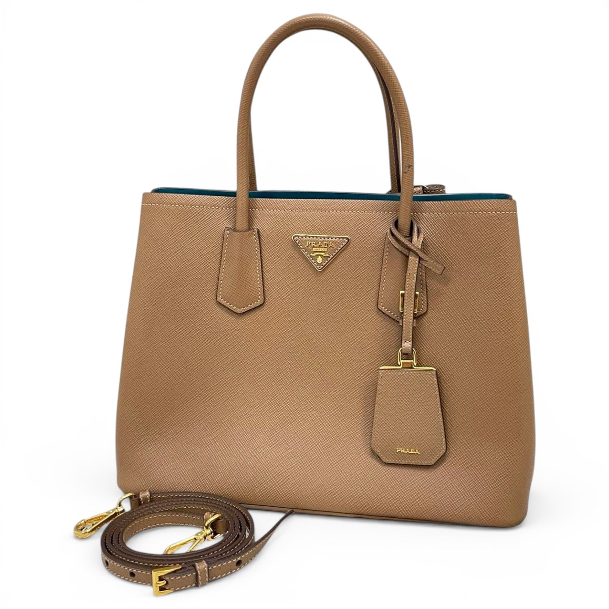 Double leather handbag