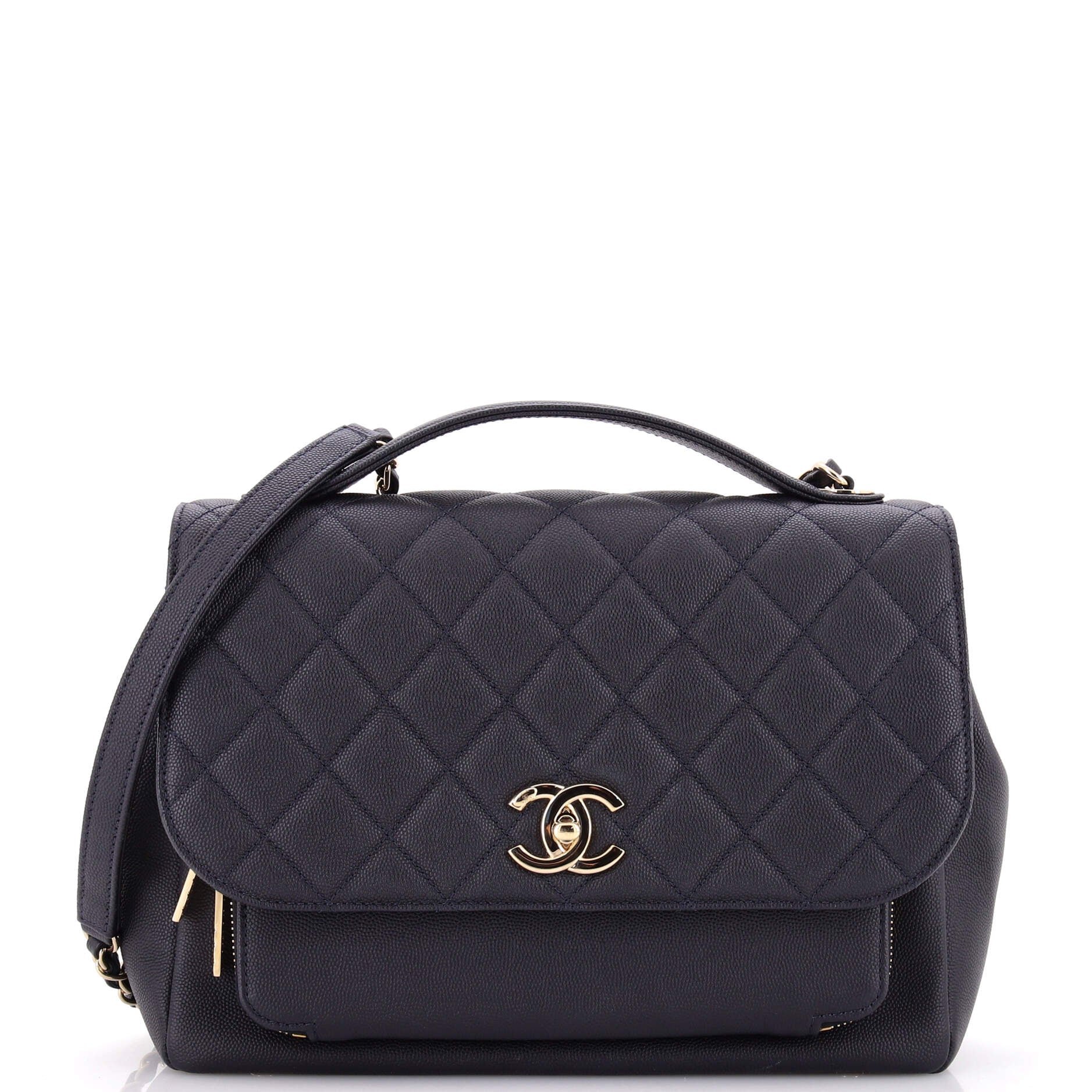 Business Affinity Flap Bag Quilted Caviar Large