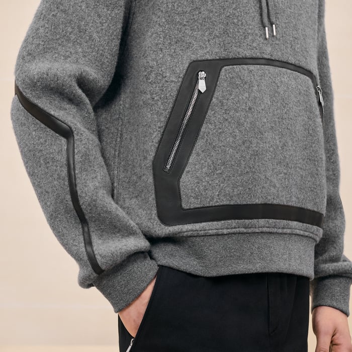 Gris Varsity Hooded Sweater