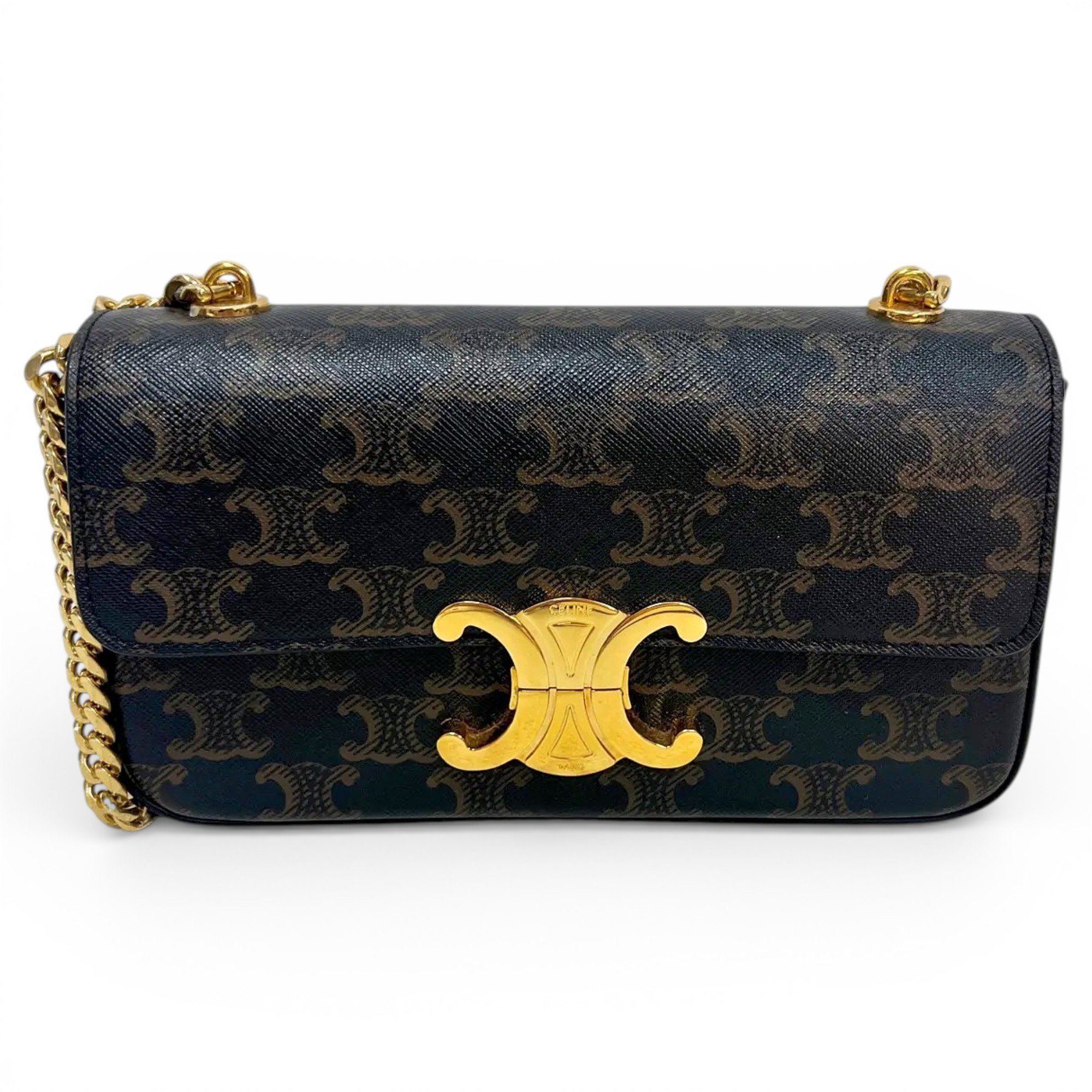 Triomphe chain vinyl handbag