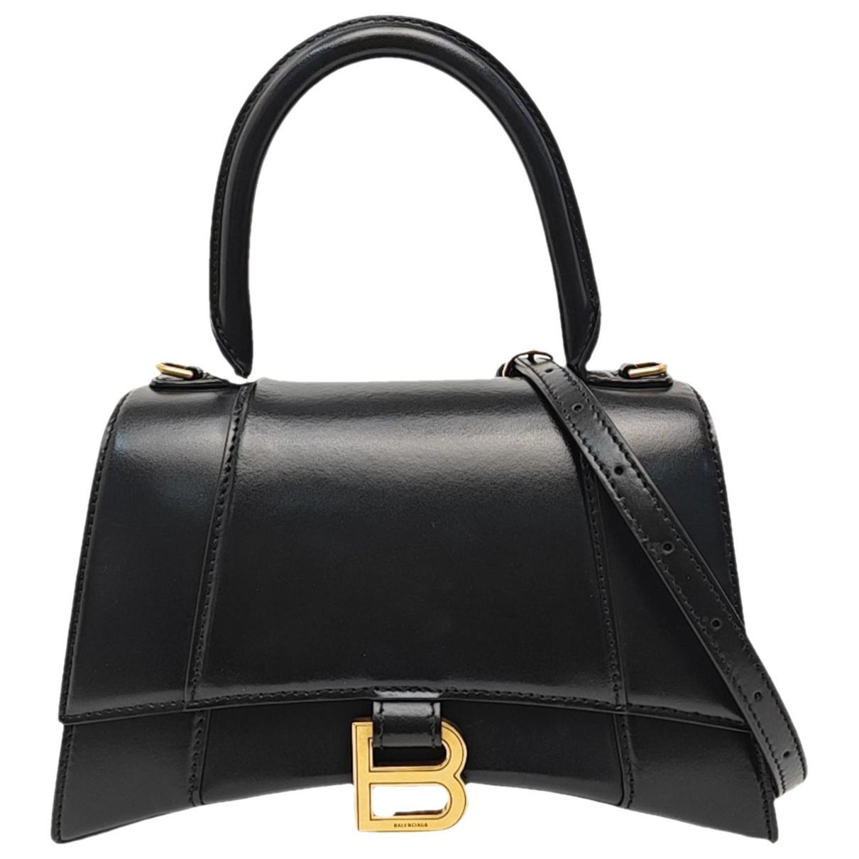 Hourglass leather handbag