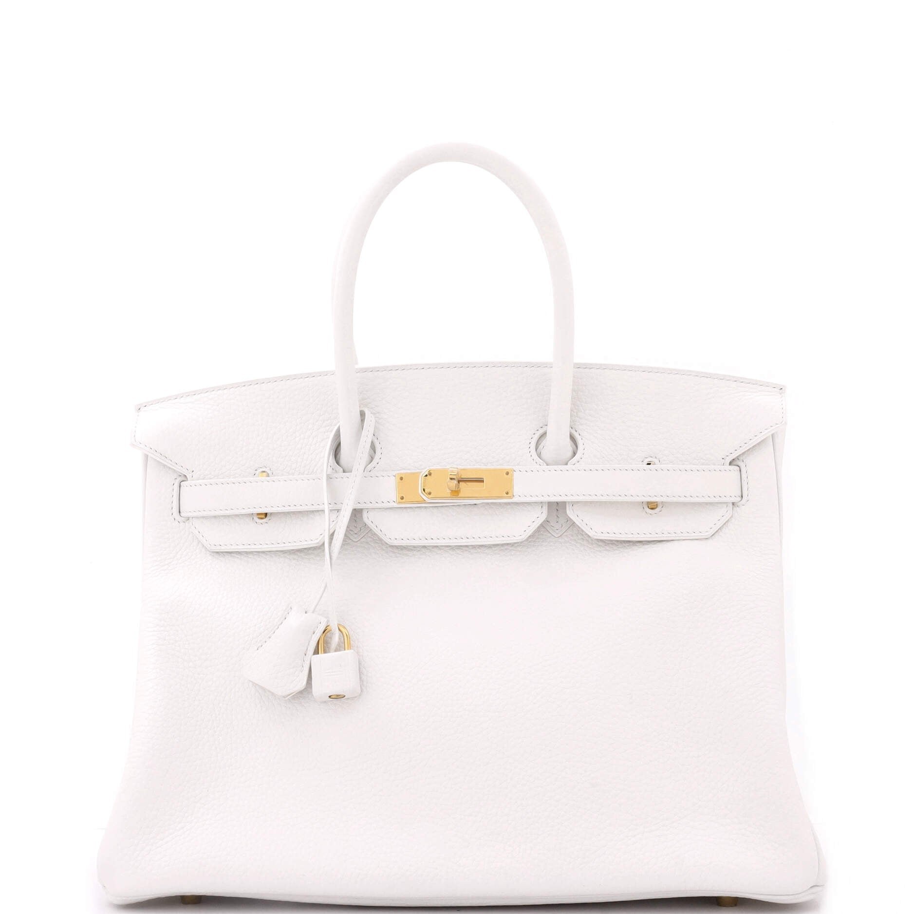 Hermes Birkin Handbag Blanc Clemence with Gold Hardware 35