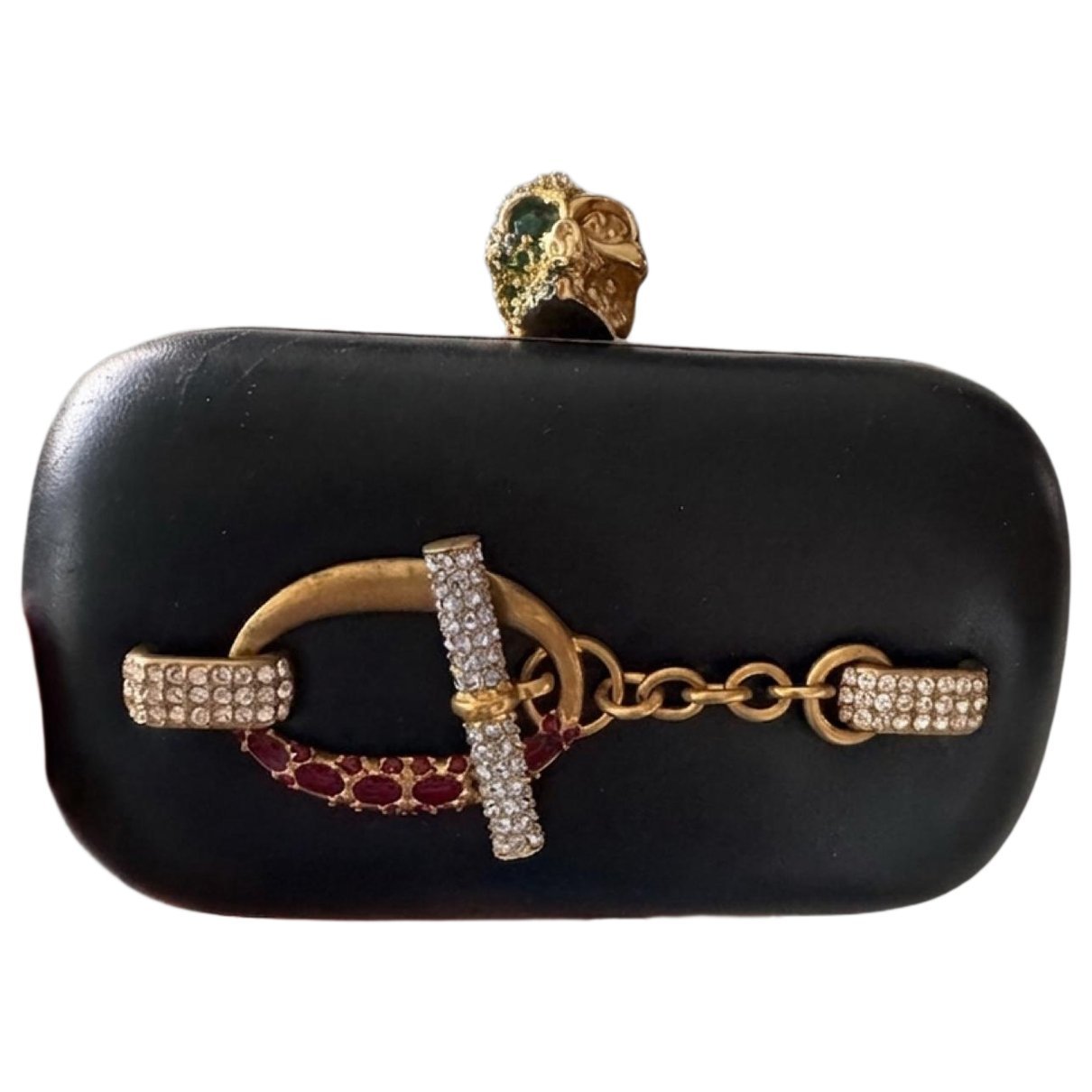 Skull leather clutch bag