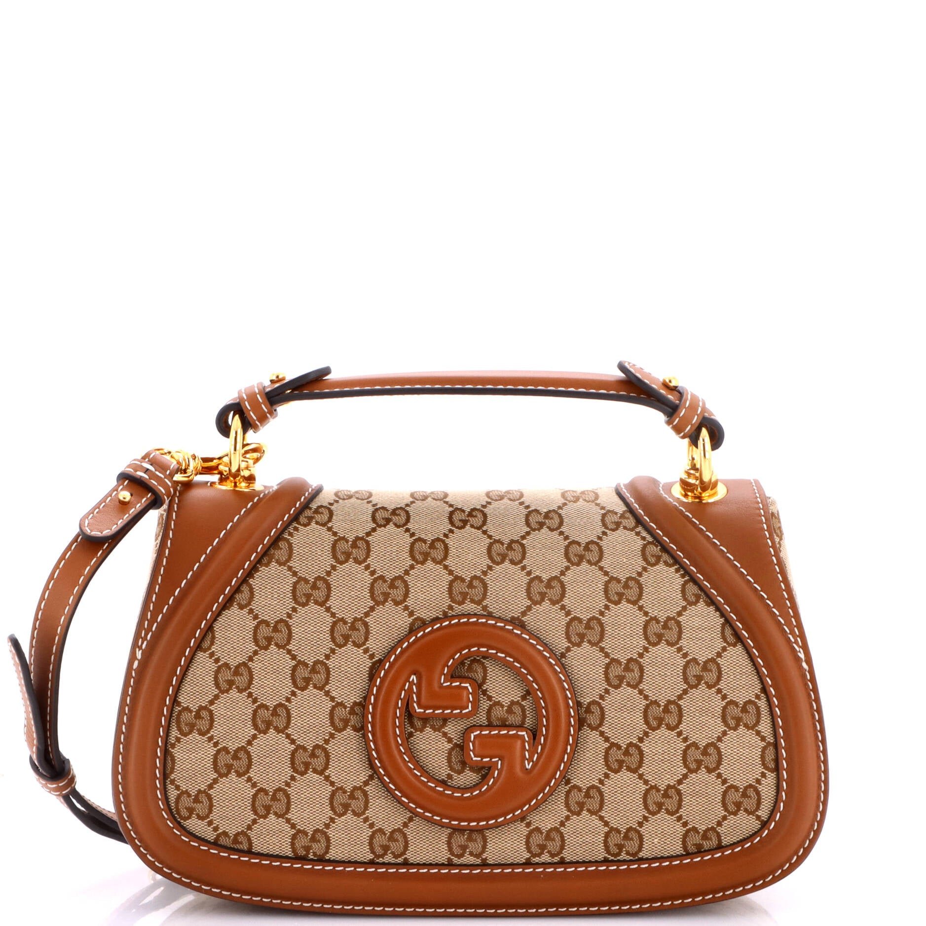 Blondie NM Top Handle Bag GG Coated Canvas with Leather Medium
