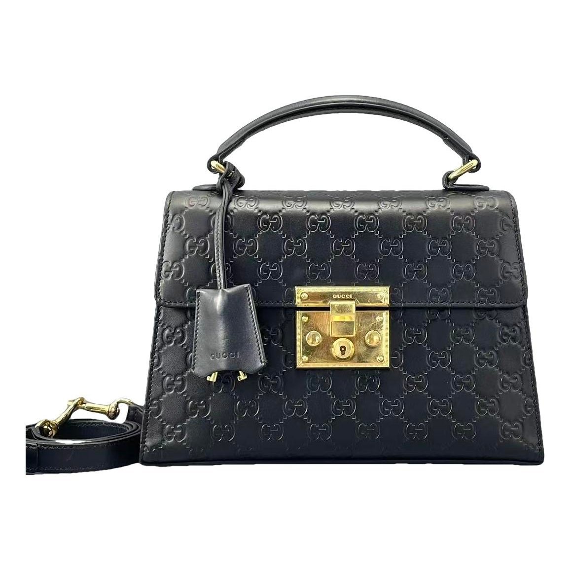 Padlock leather handbag