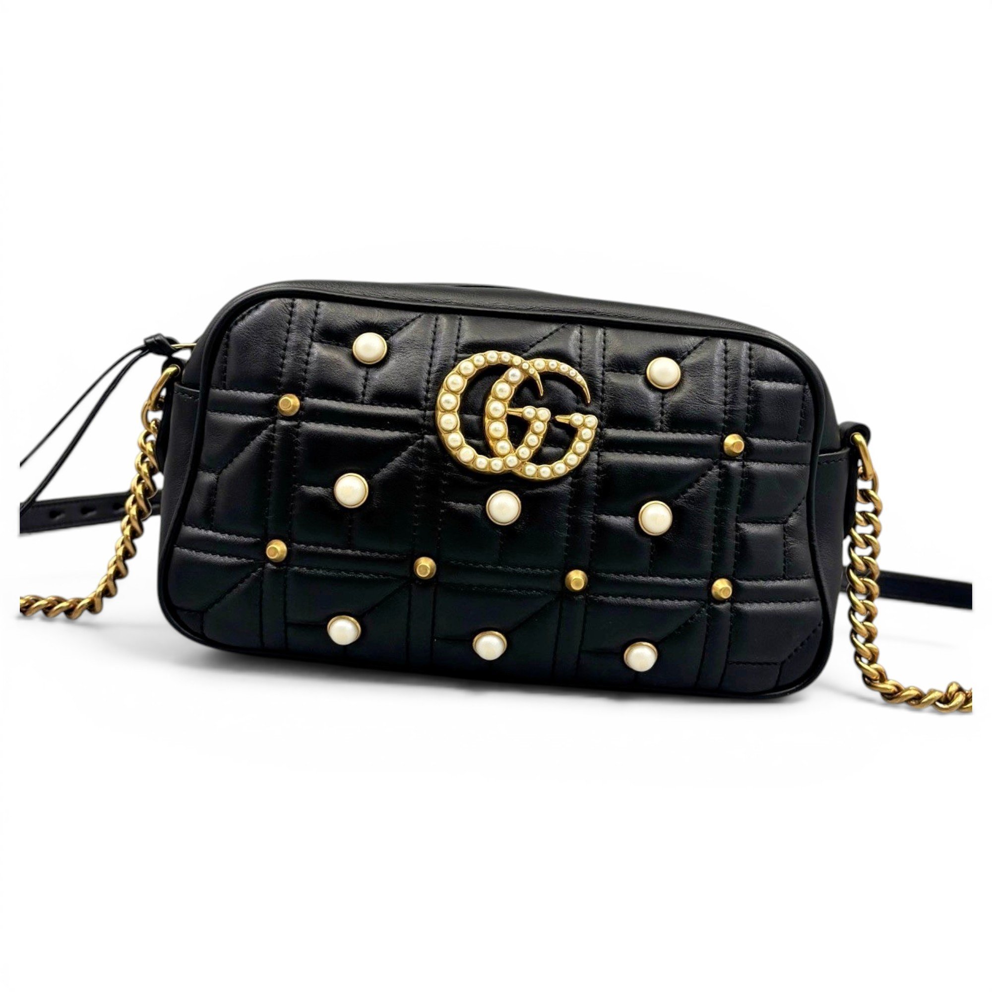 Pearly GG Marmont leather handbag