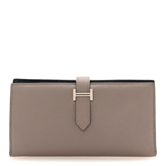 Hermes Epsom Bearn Gusset Wallet Gris Tourterelle Bleu Indigo
