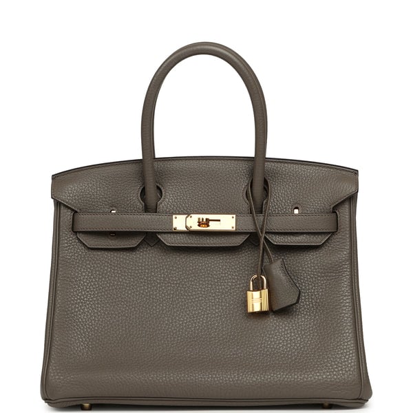 Hermes Pre-owned Hermes Birkin 30 Etain Clemence Gold Hardware