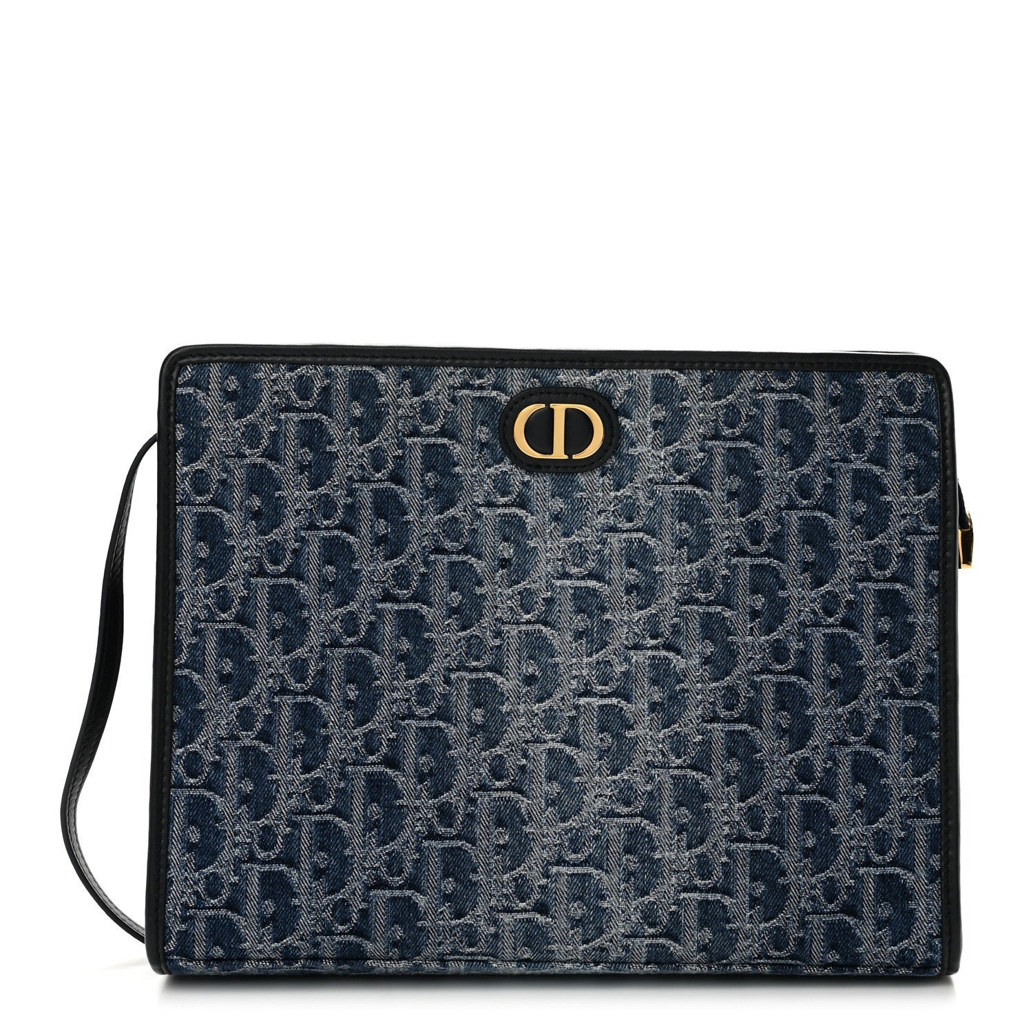 Christian Dior Denim Jacquard Oblique 30 Montaigne Dea Pouch  Blue