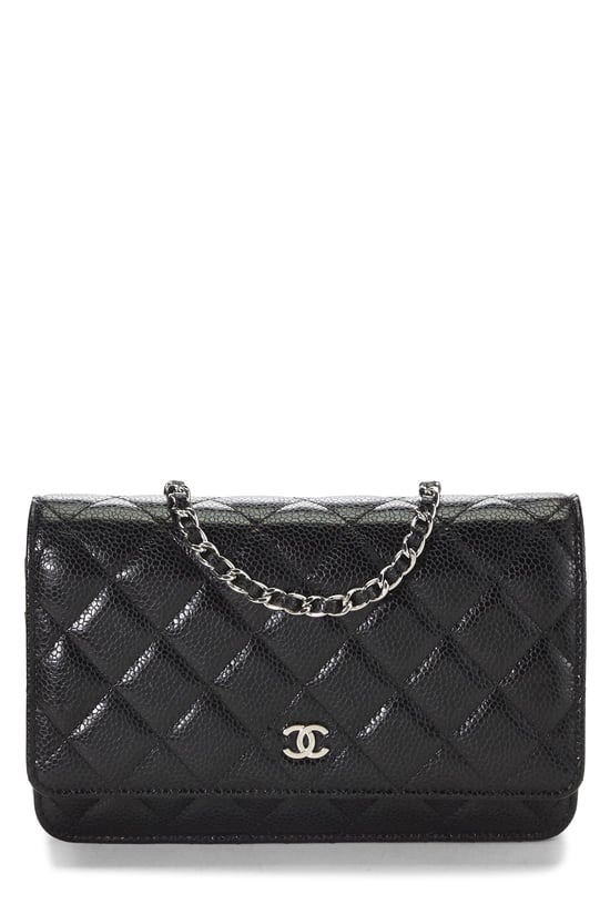 Black Quilted Caviar Classic Wallet on Chain (WOC)