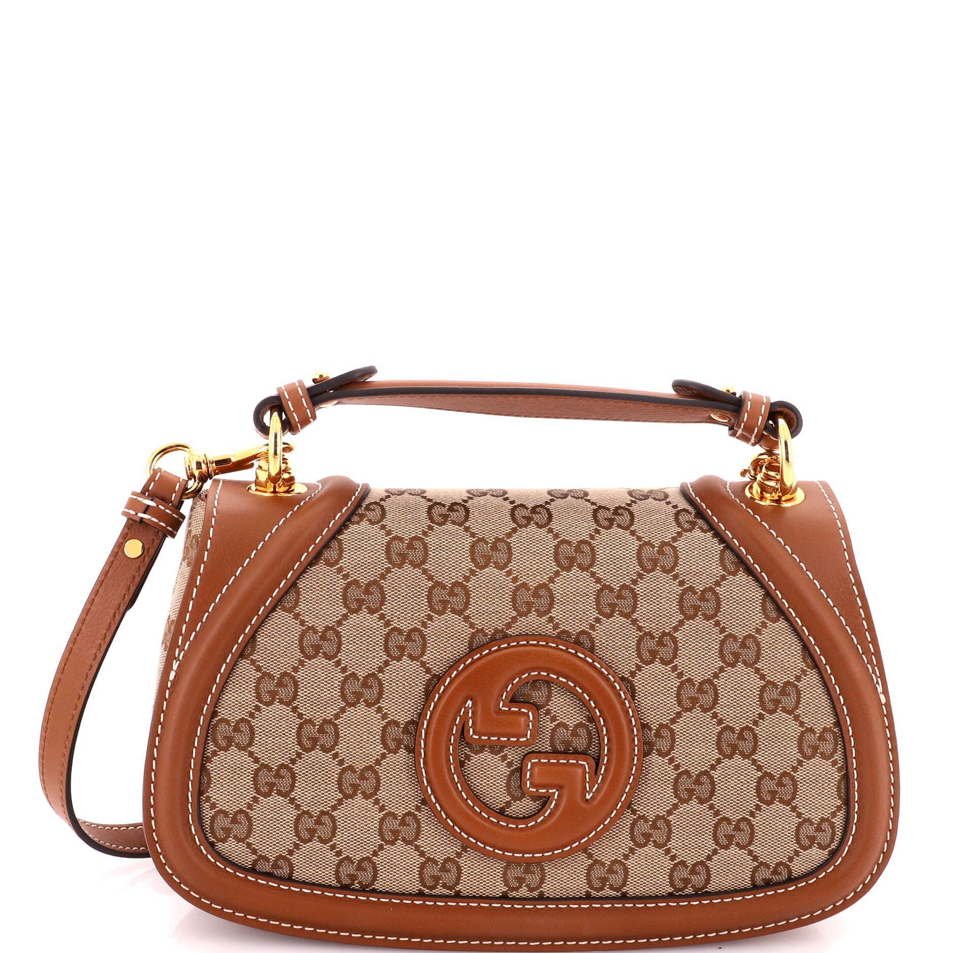 Blondie NM Top Handle Bag GG Canvas with Leather Medium