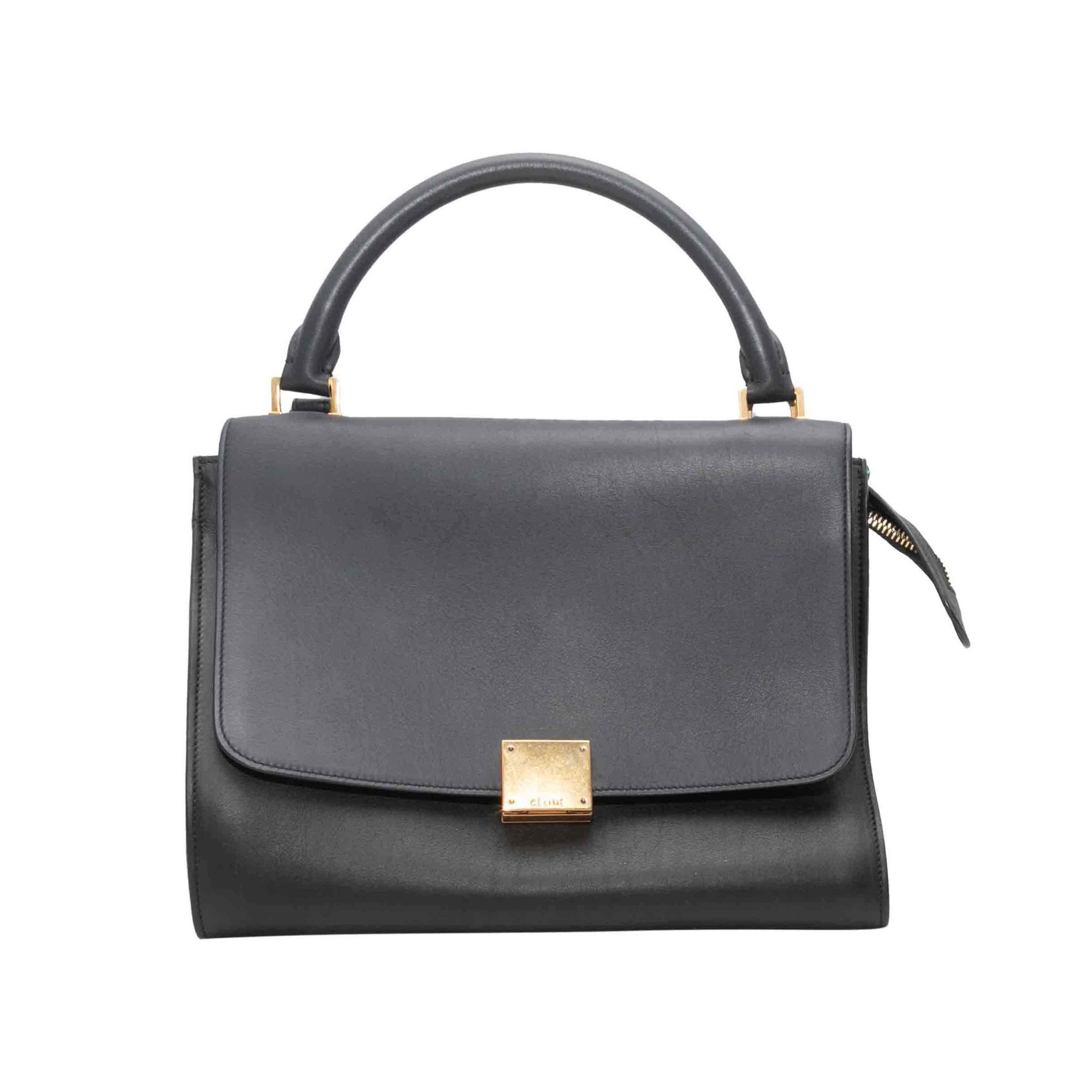 Trapèze leather handbag
