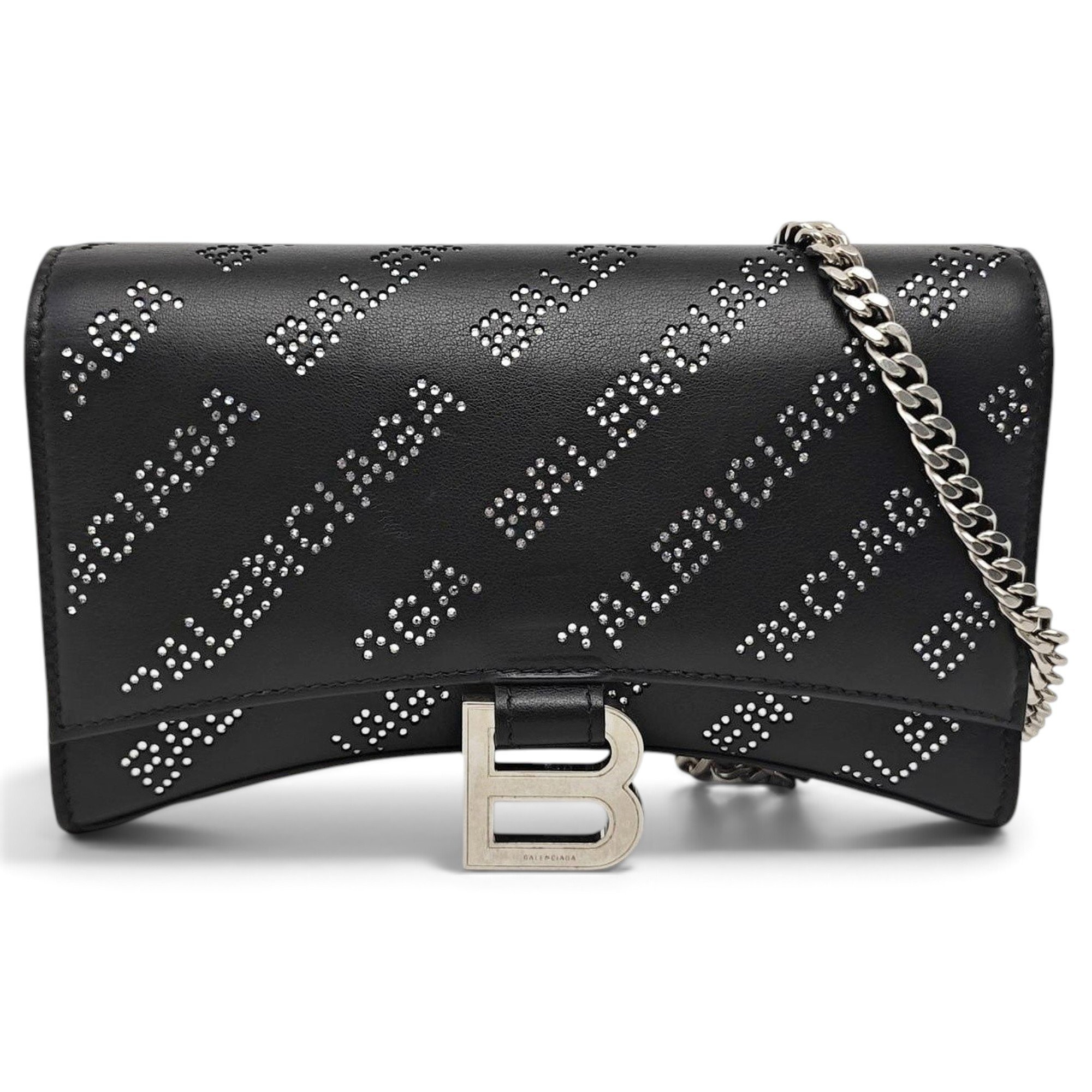 Hourglass leather handbag