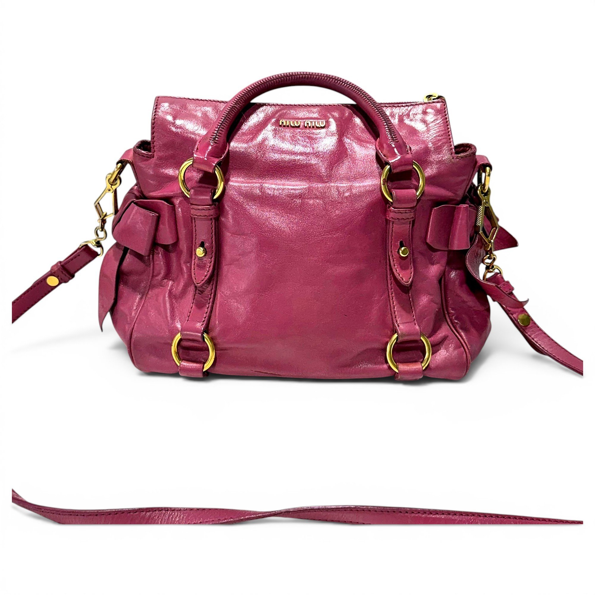Bow bag leather handbag