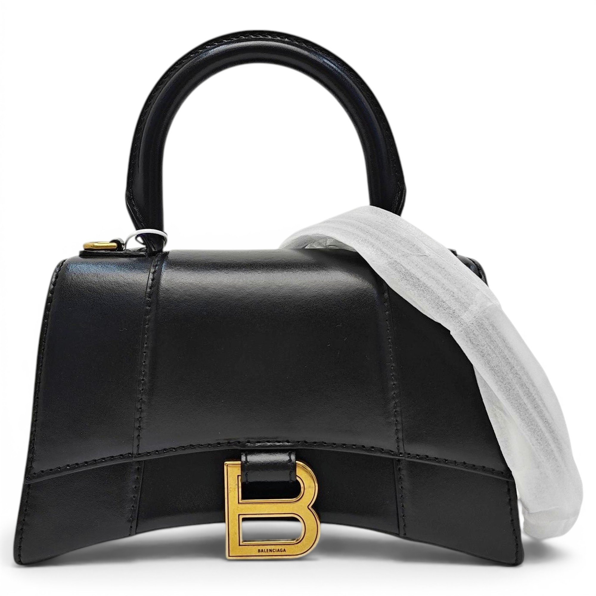 Hourglass leather handbag