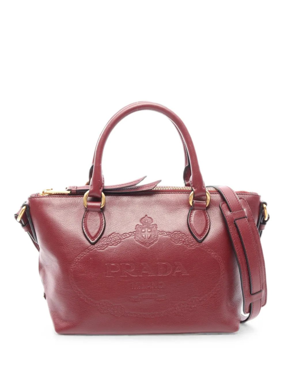 2000s logo-embossed leather handbag
