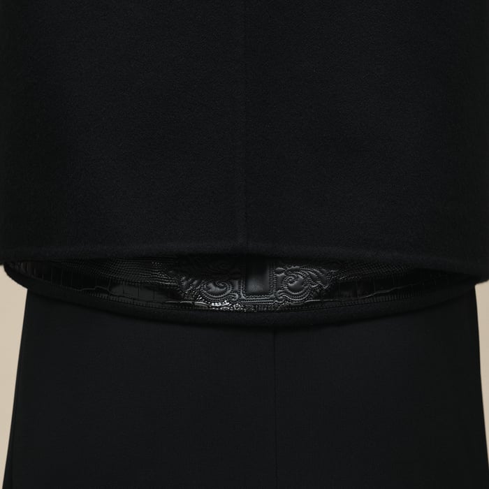 Noir Embroidered Cape Jacket