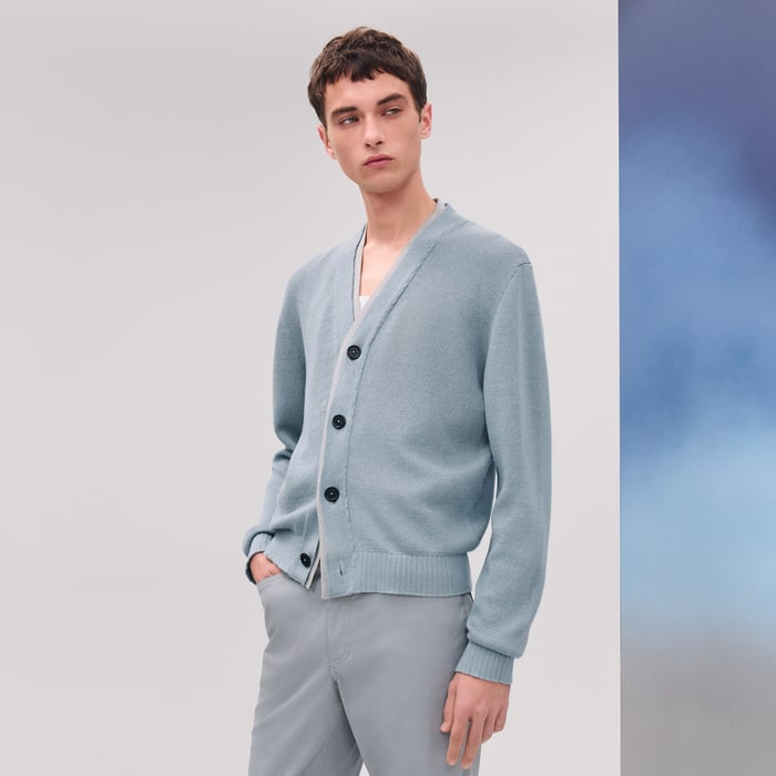 Bleu Glacier "Lin Et l'Autre" Buttoned Cardigan