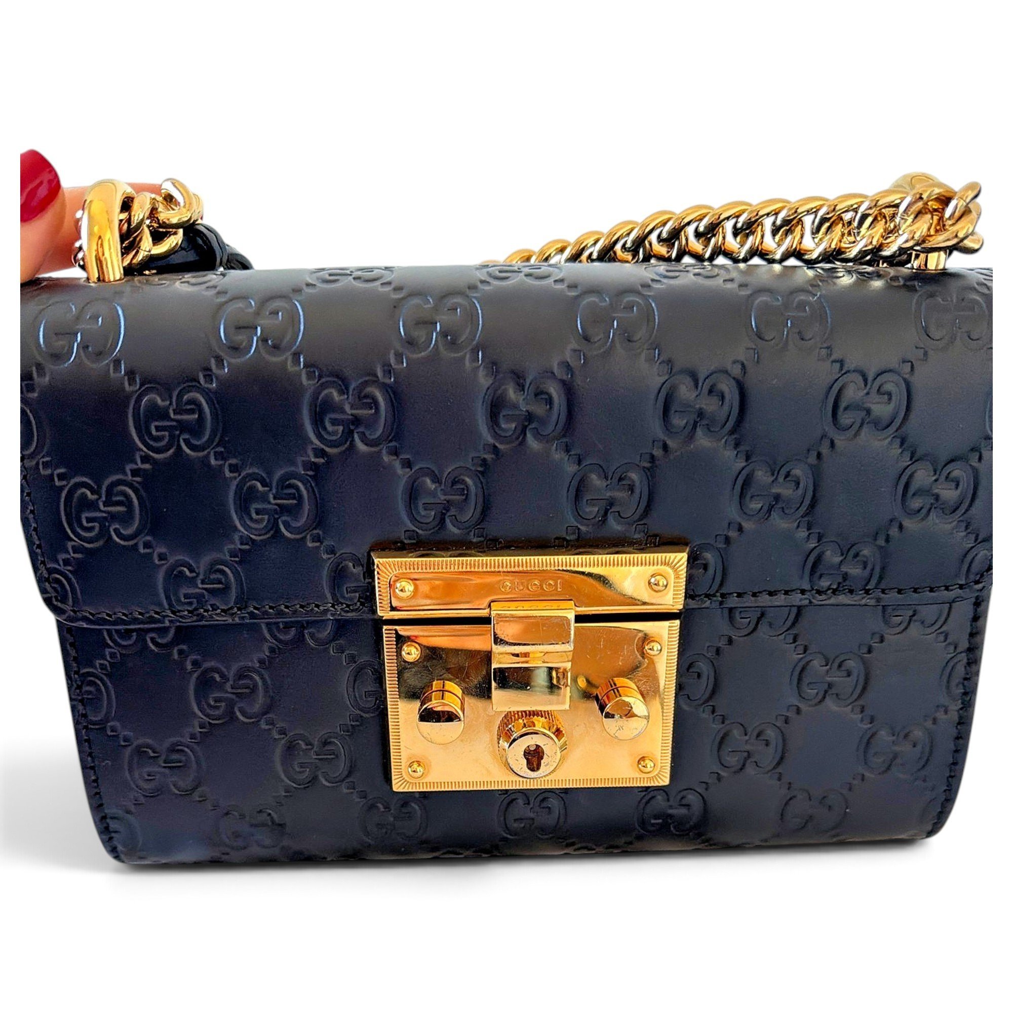 Padlock leather handbag
