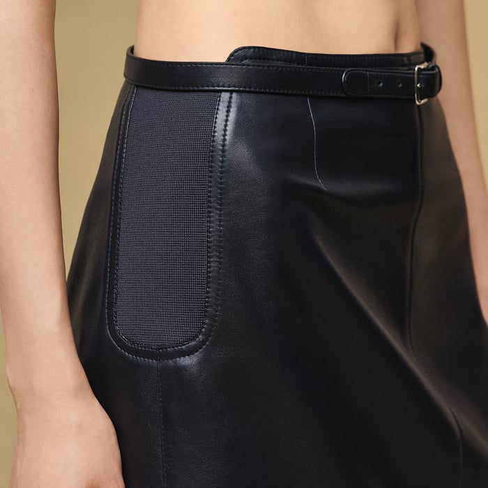 Bleu Noir Mixed Knit Pencil Skirt