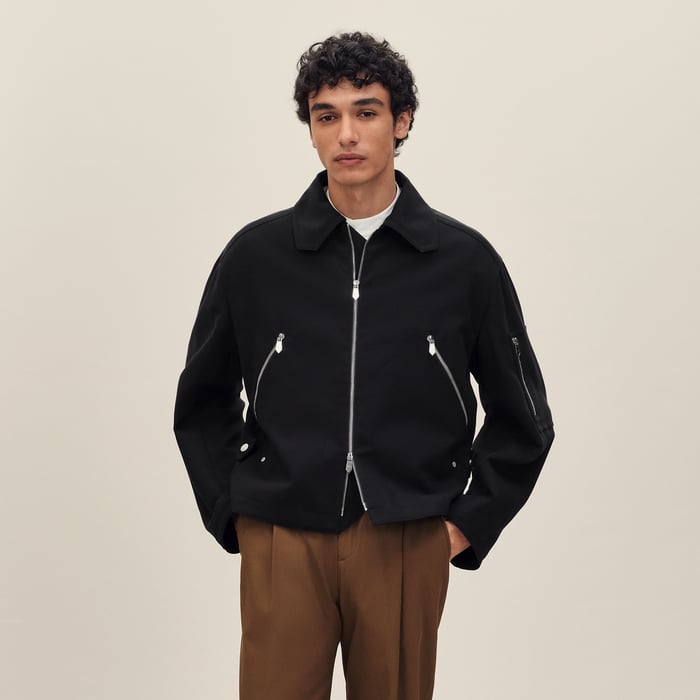 Noir Zipped Straight Cut Jacket