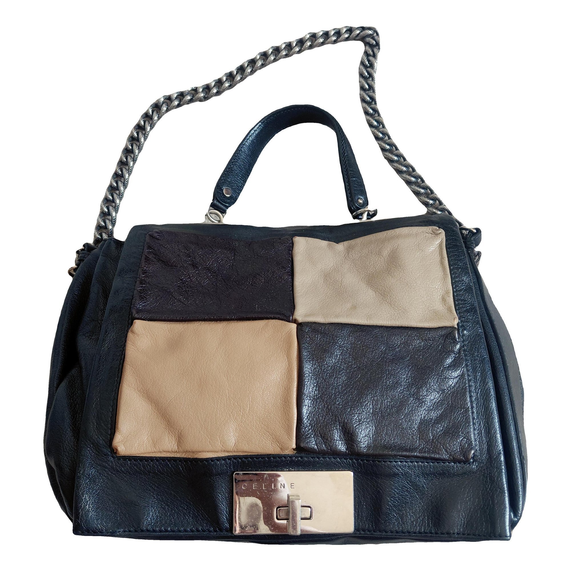 Trapèze leather handbag