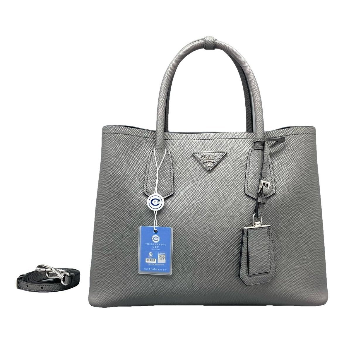 Double leather handbag