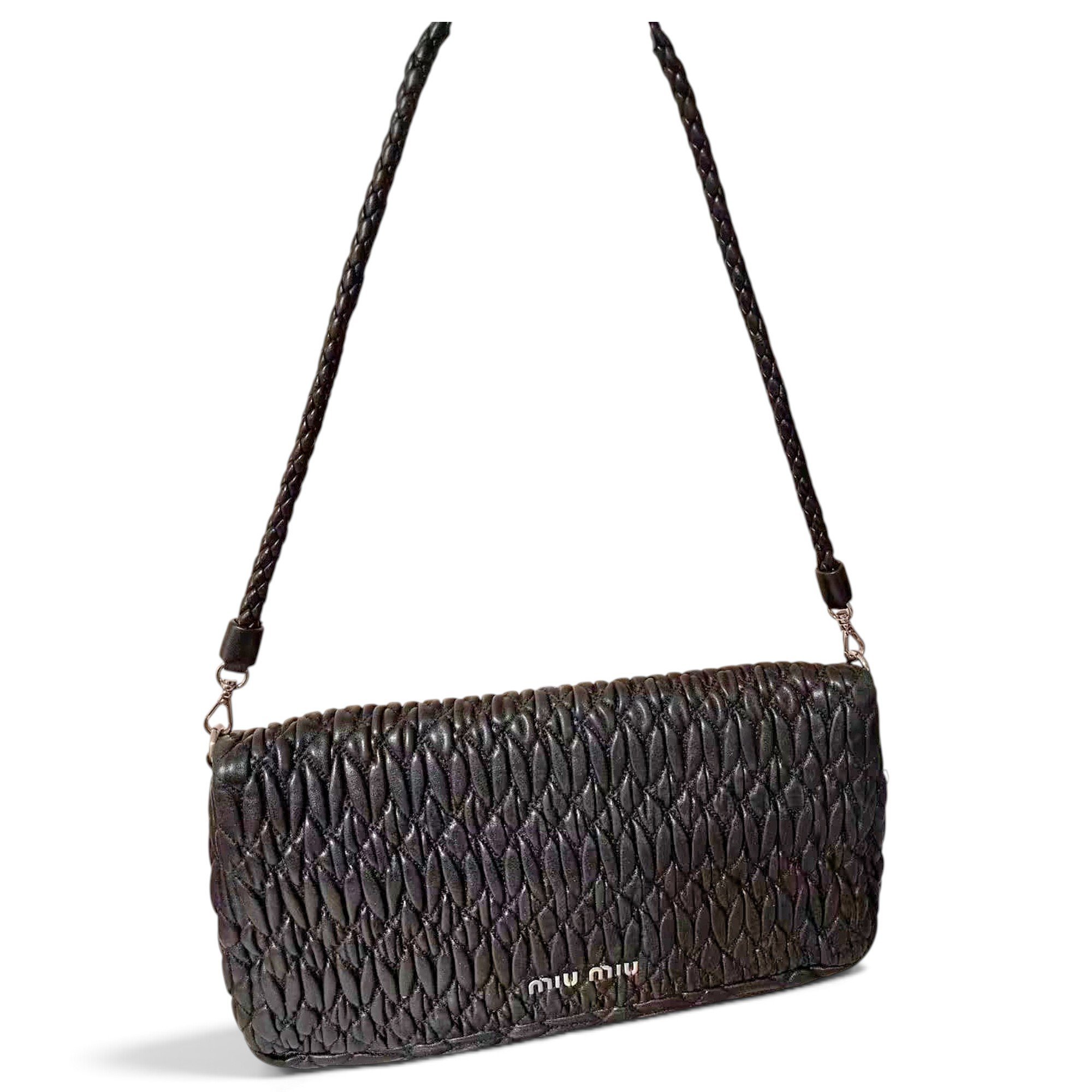 Miu Crystal leather handbag