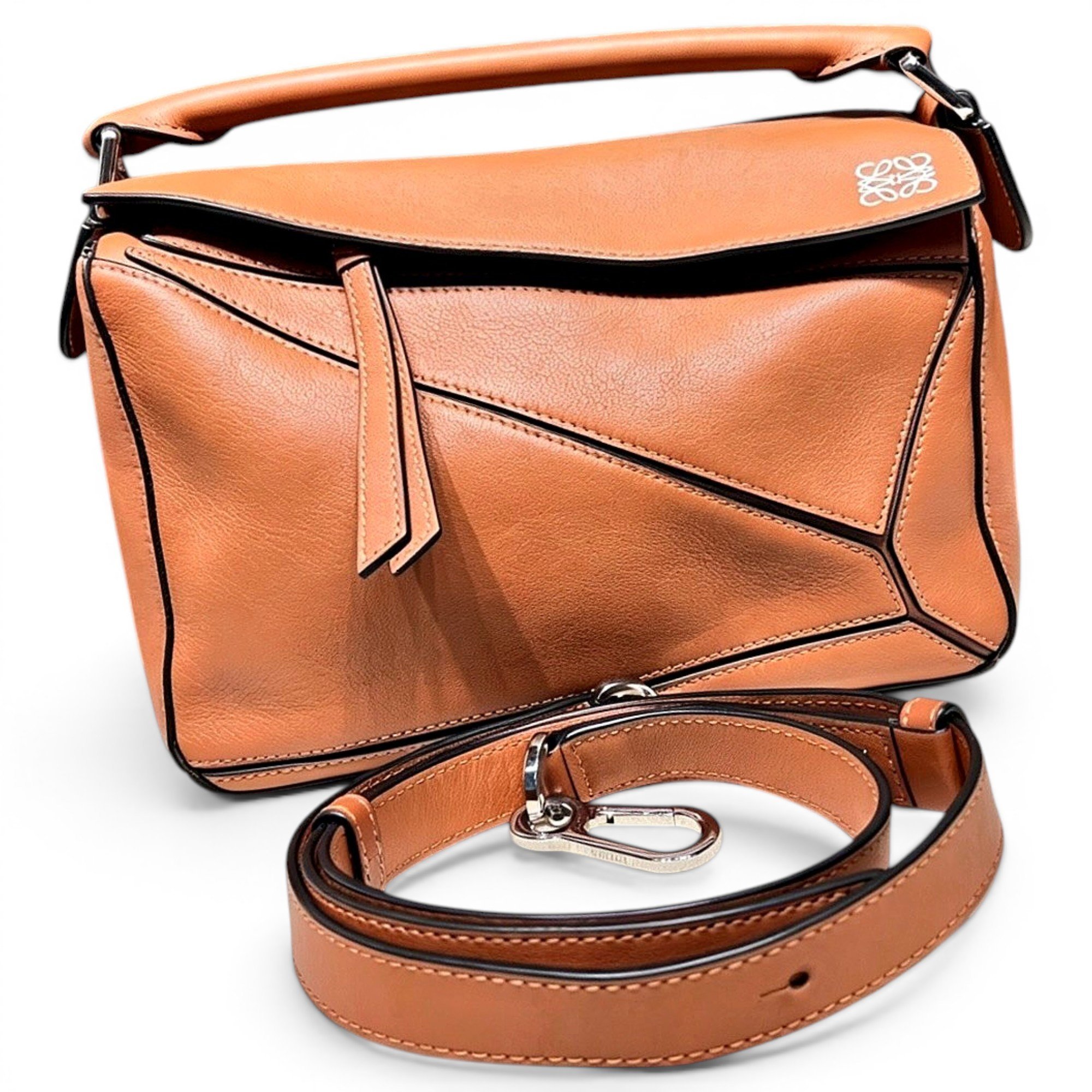 Puzzle leather handbag