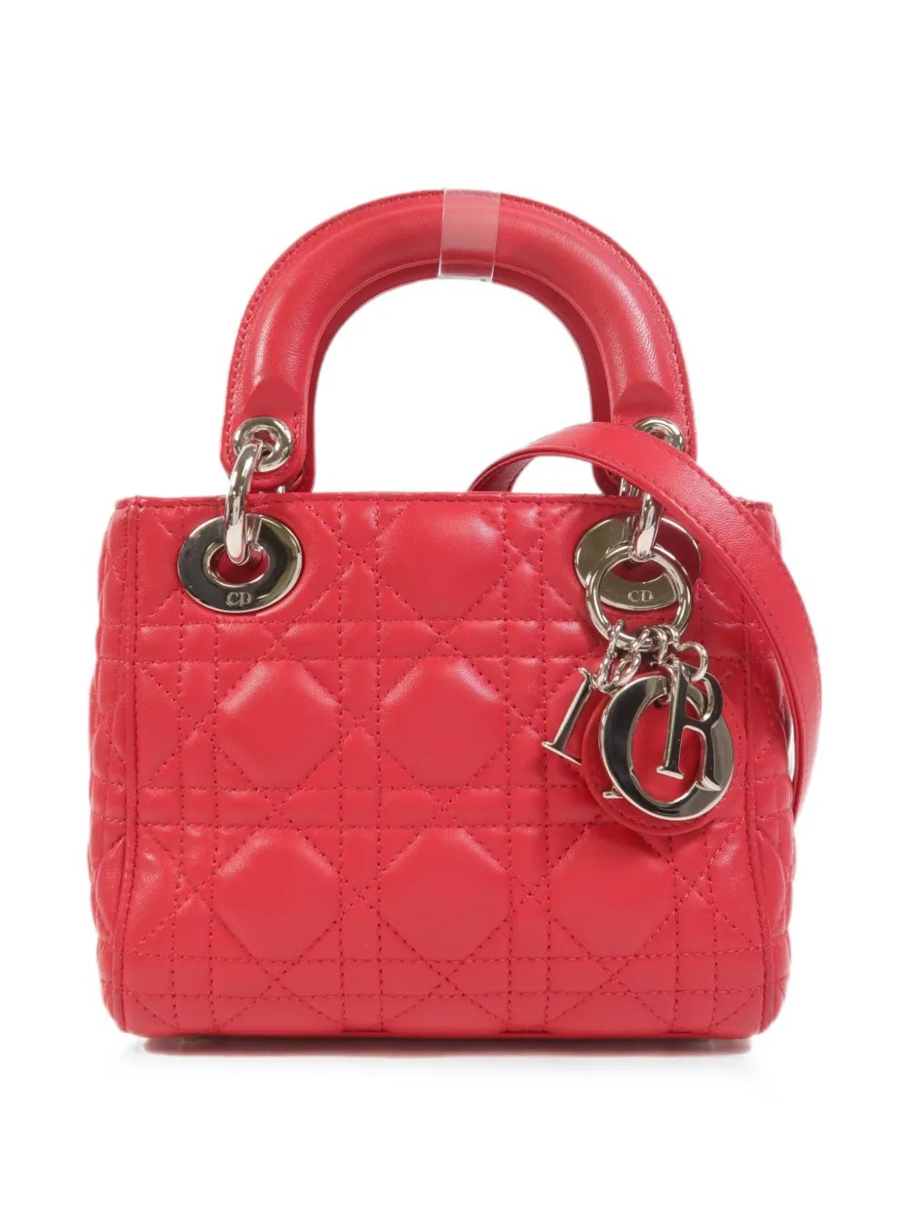 mini Lady Dior two-way lambskin tote bag