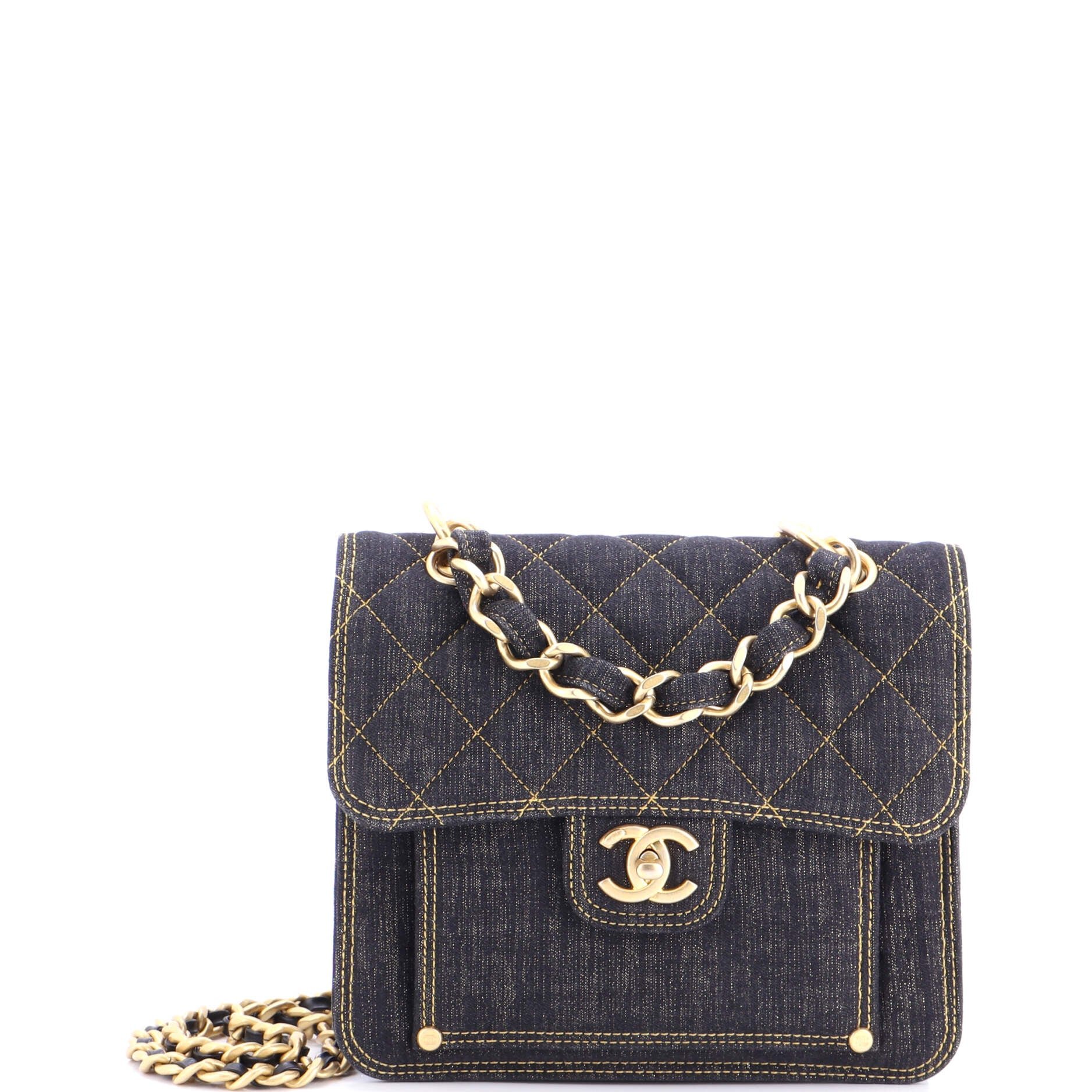 Double You CC Flap Bag Quilted Denim Medium
