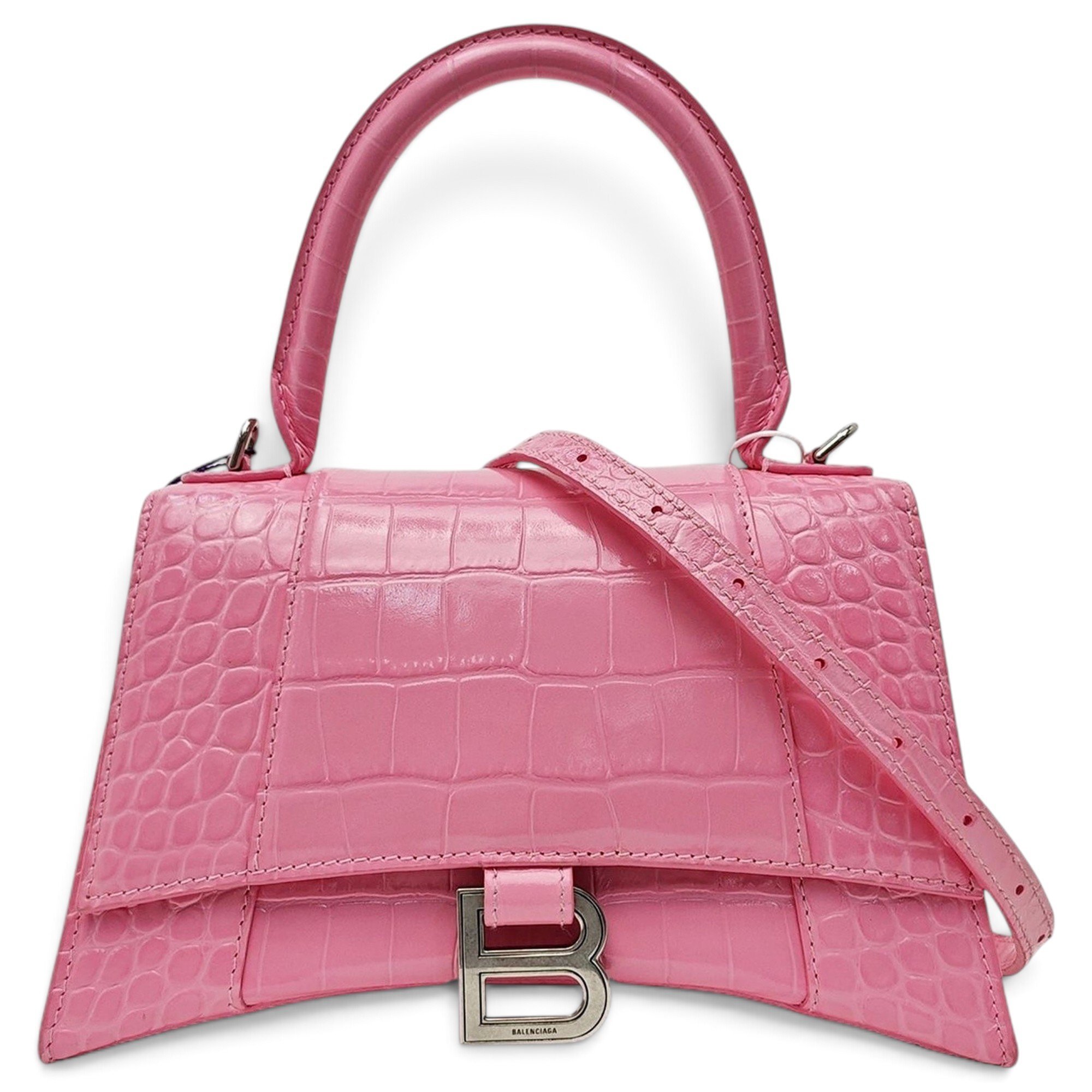Hourglass leather handbag