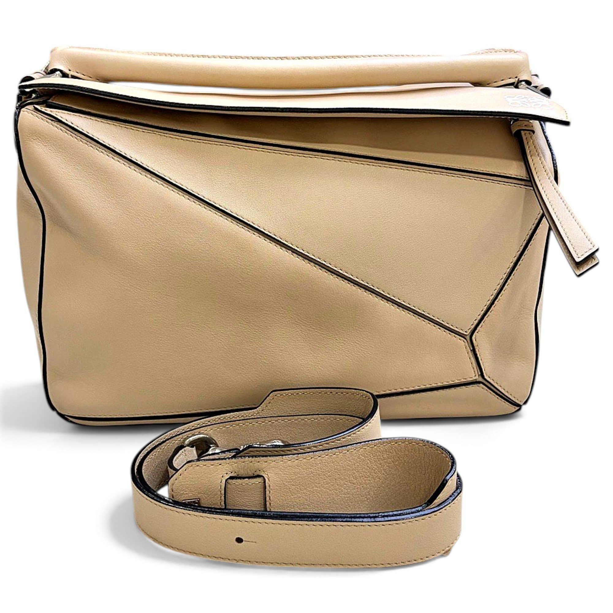 Puzzle leather handbag