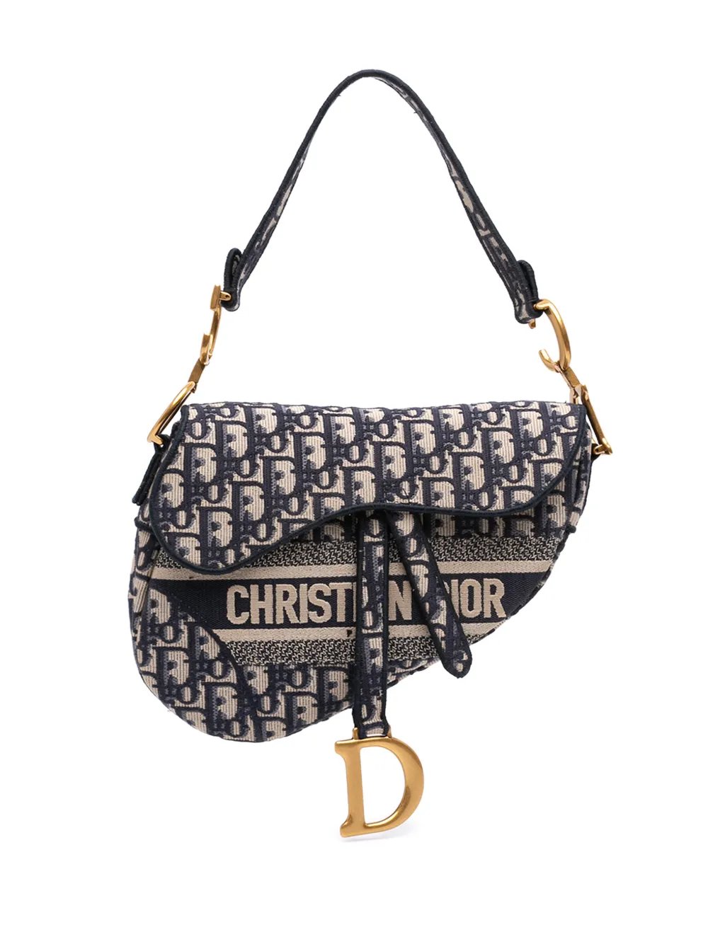 2020 Oblique Embroidered Canvas Saddle Bag shoulder bag