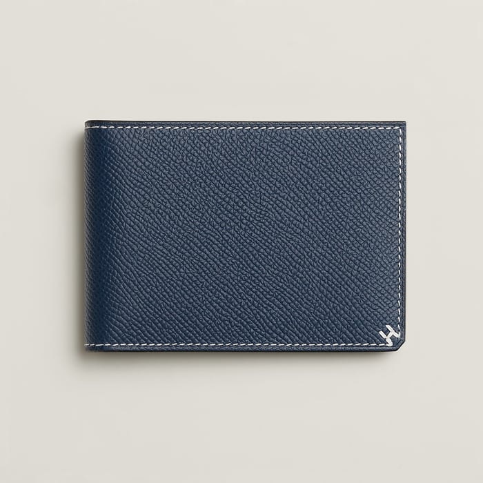 Navy H Sellier Card Holder