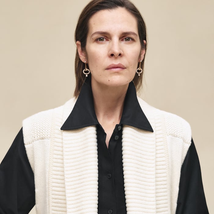 Blanc Naturel Belted Cashmere Sleeveless Cardigan