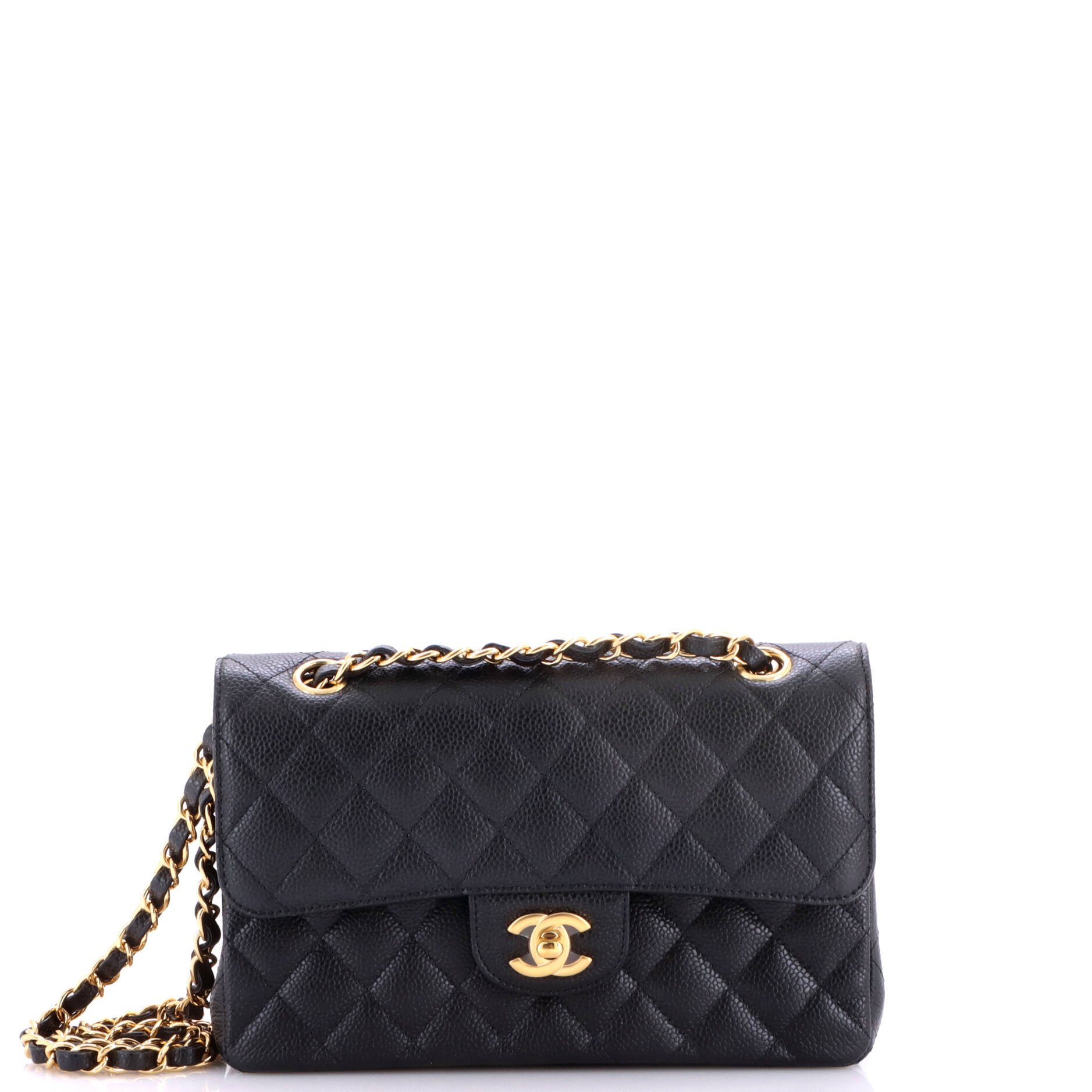 Classic Double Flap Bag Quilted Caviar Small