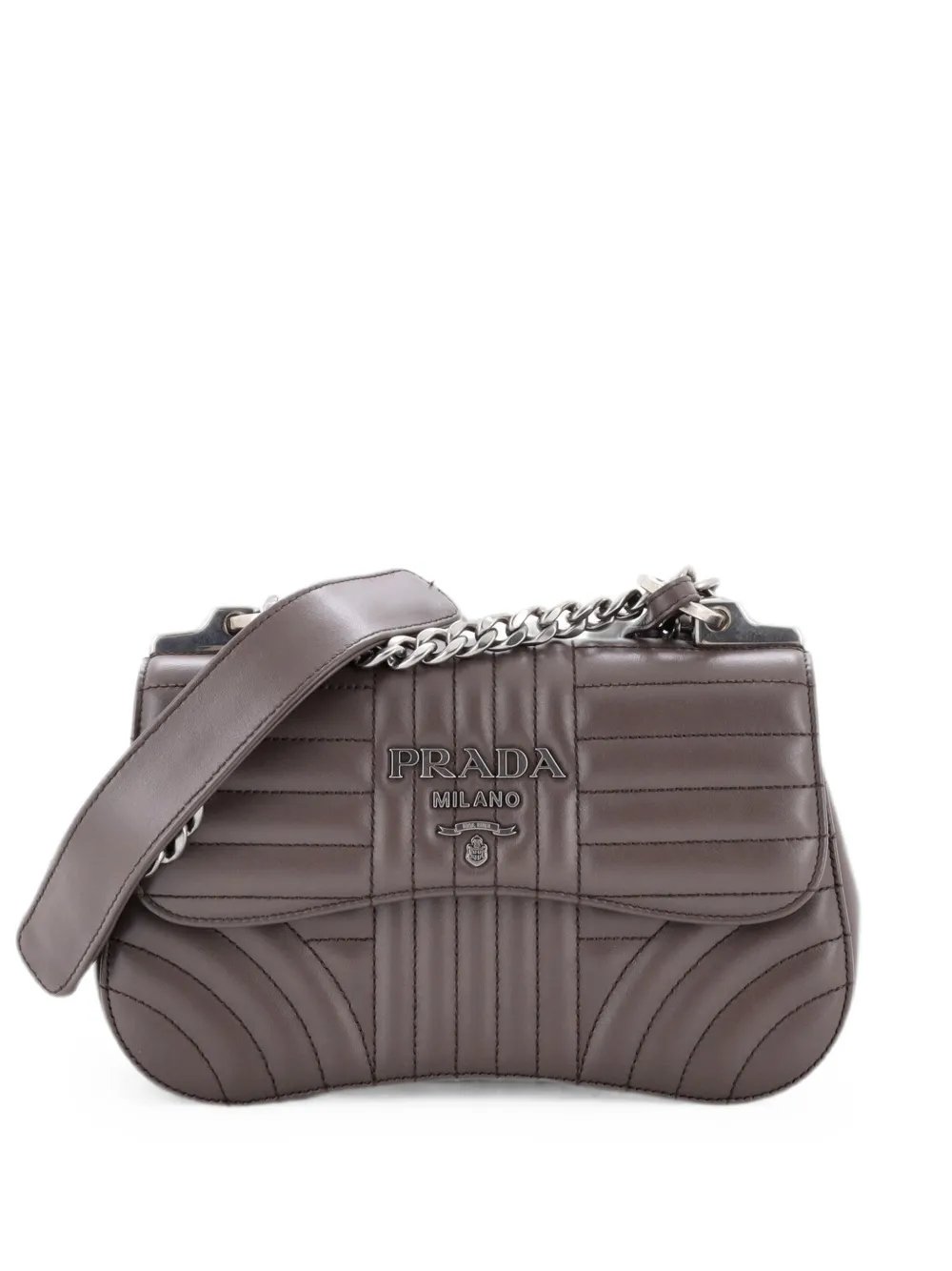 Prada Curved Flap Chain Diagramme Quilted Leather Small shoulder bag