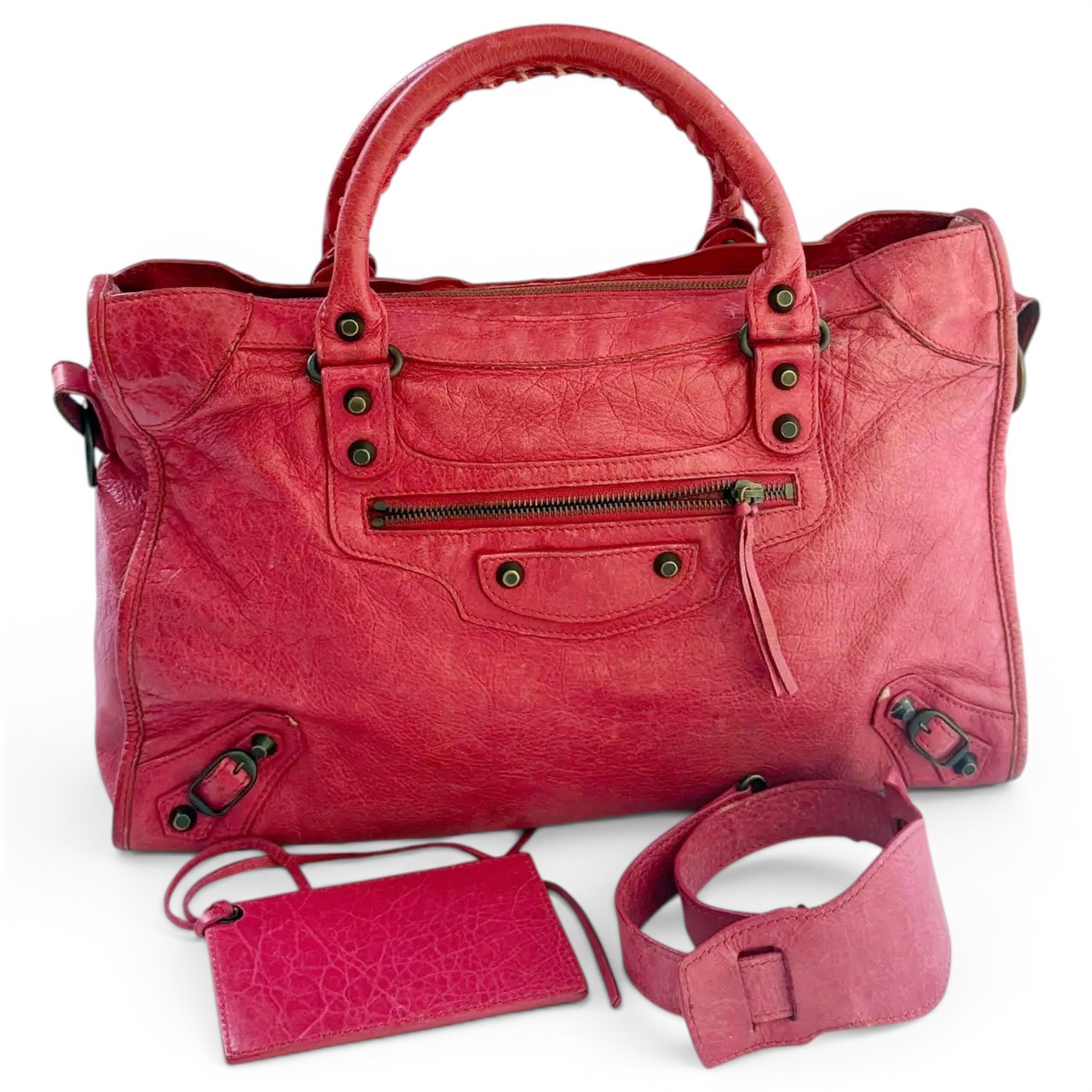 City leather handbag