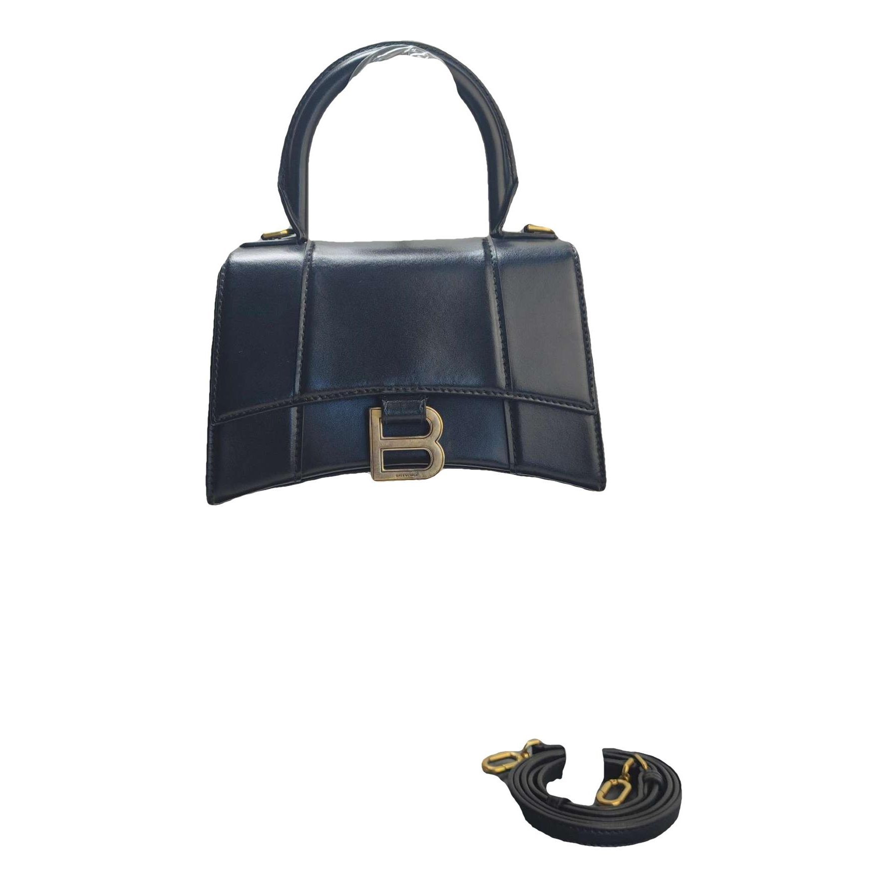 Hourglass leather handbag