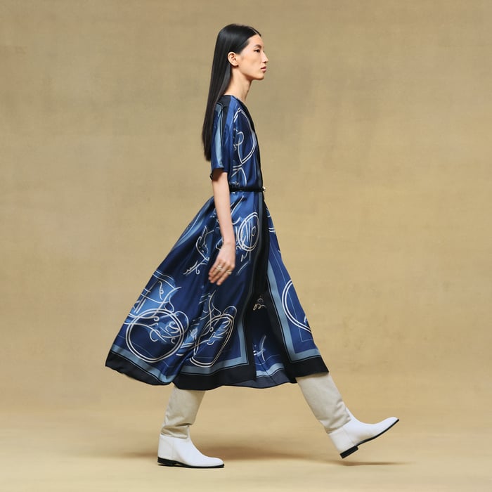 Bleu Lagune "Ex-libris a Main Levee" Caftan