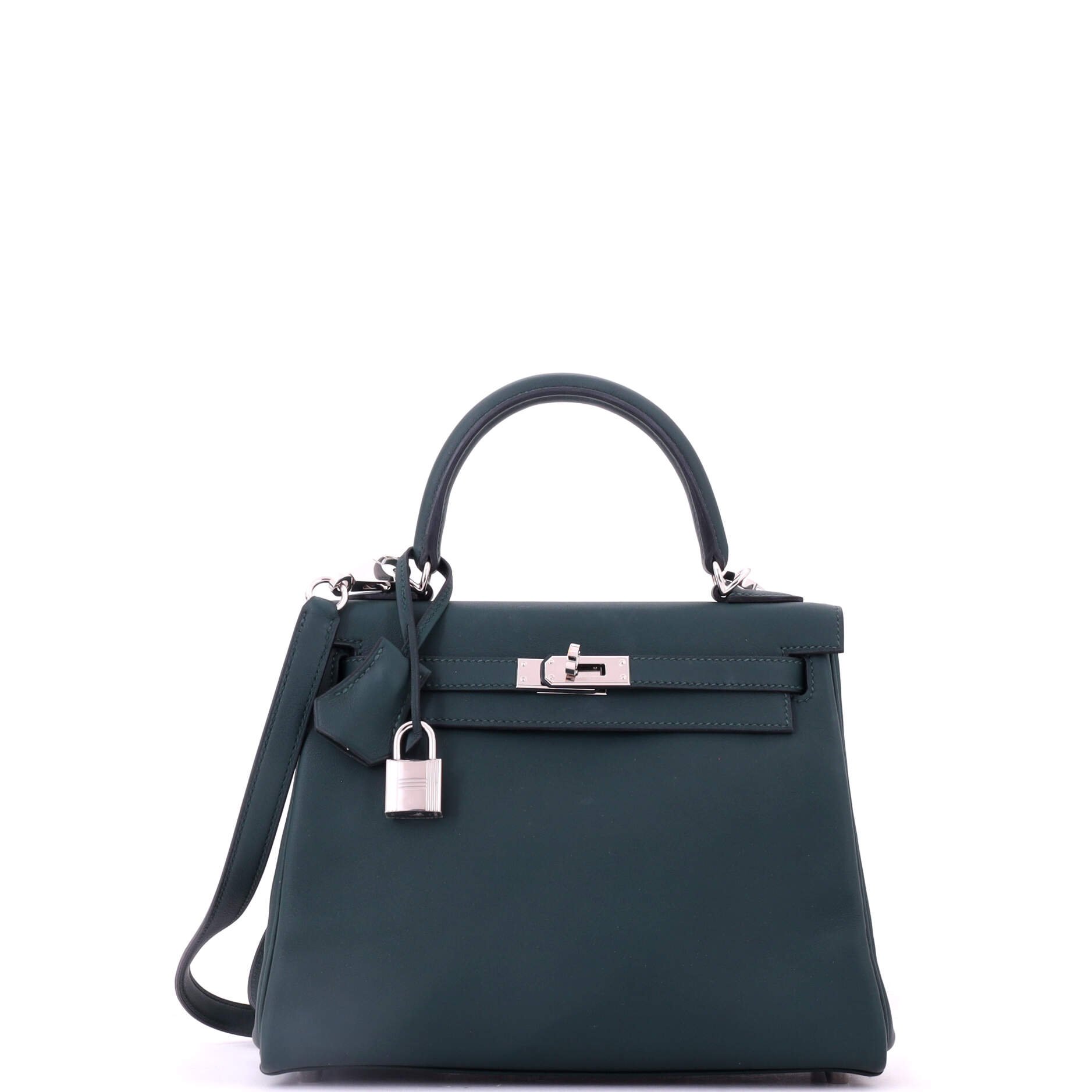 Kelly Handbag Vert Cypress Swift with Palladium Hardware 25