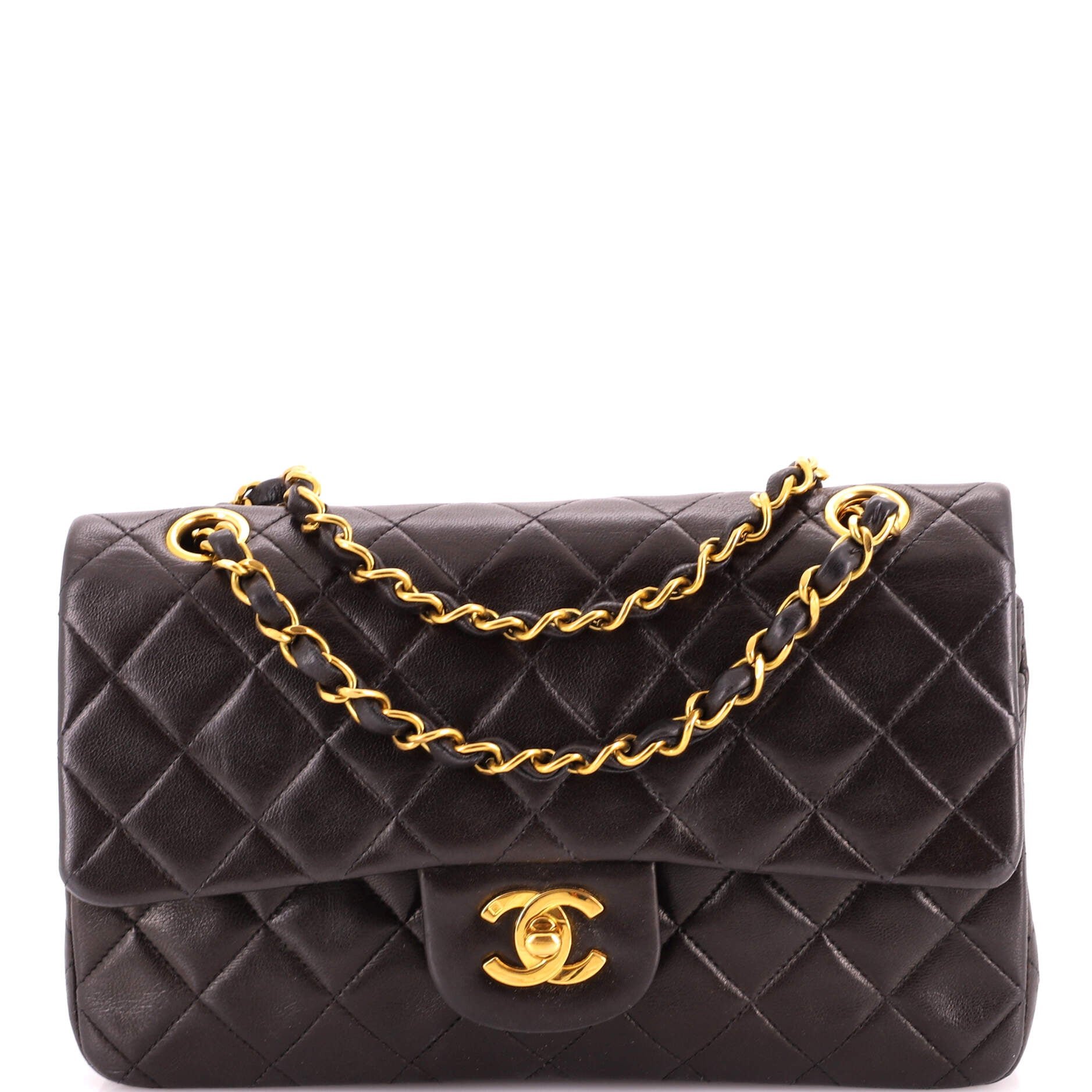 Chanel Vintage Classic Double Flap Bag Quilted Lambskin Medium