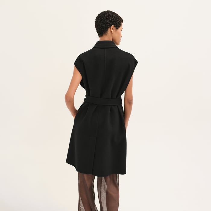 Noir Belted Cashmere Long Vest