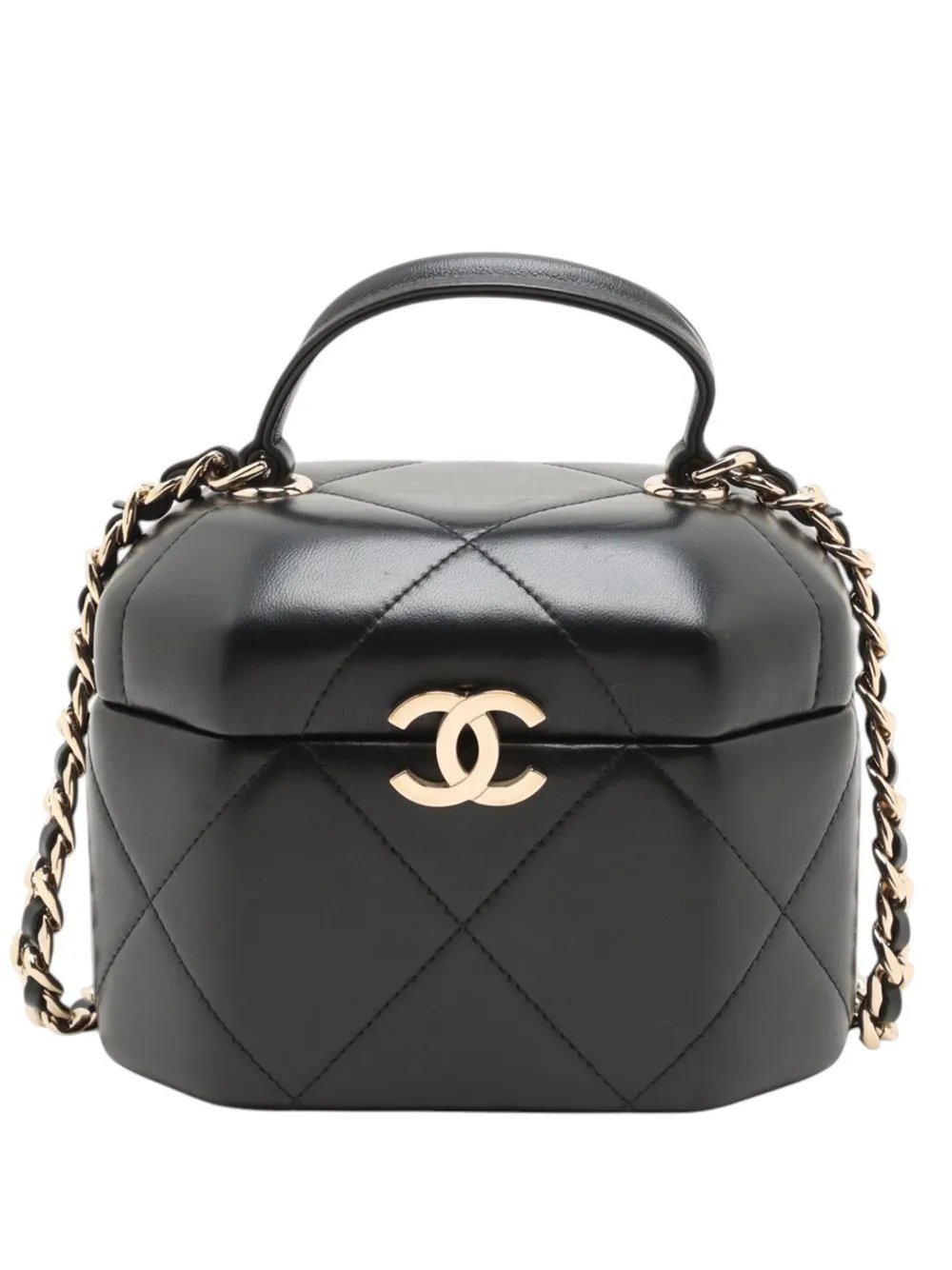 2021-2026 CC Quilted Lambskin Hexagon Top Handle Vanity Case satchel